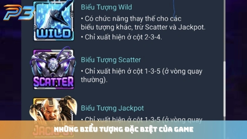 Mẹo quay nổ hũ Alita Slot chiến binh thiên thần tại P3Bet 2 Những biểu tượng đặc biệt trong game nổ hũ Alita Slot tại P3Bet