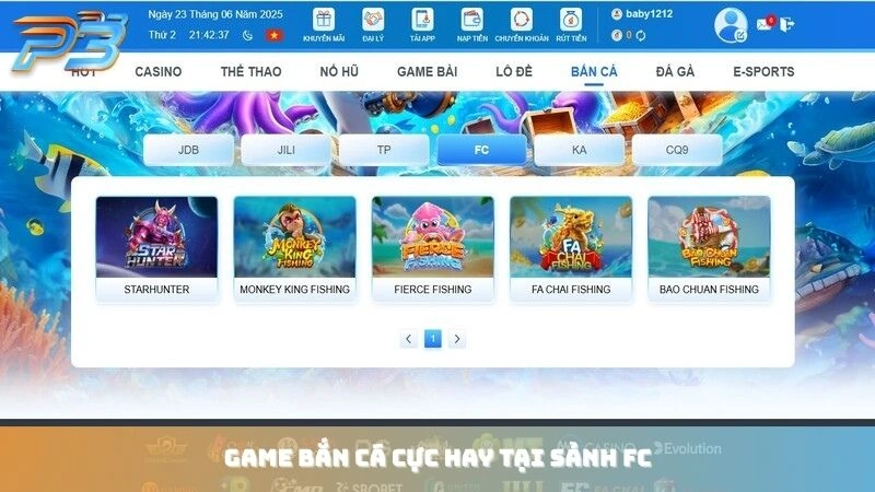 Game bắn cá cực hay tại sảnh FC