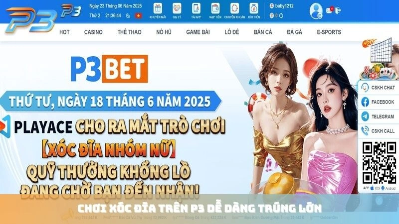 Chơi xóc đĩa trên P3Bet dễ dàng trúng lớn