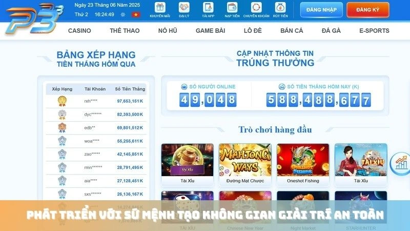 Giới thiệu P3Bet 2 P3Bet phát triển với sứ mệnh tạo không gian giải trí an toàn