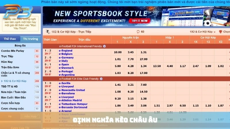 Kèo châu Âu là gì? Cách bắt kèo đơn giản và chắc ăn tại P3Bet 1 Định nghĩa kèo Châu Âu