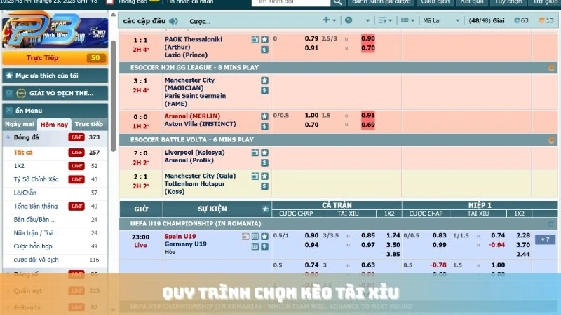 Kèo tài xỉu là gì? Mẹo đánh over/under luôn thắng tại P3Bet 2 Quy trình chọn kèo tài xỉu