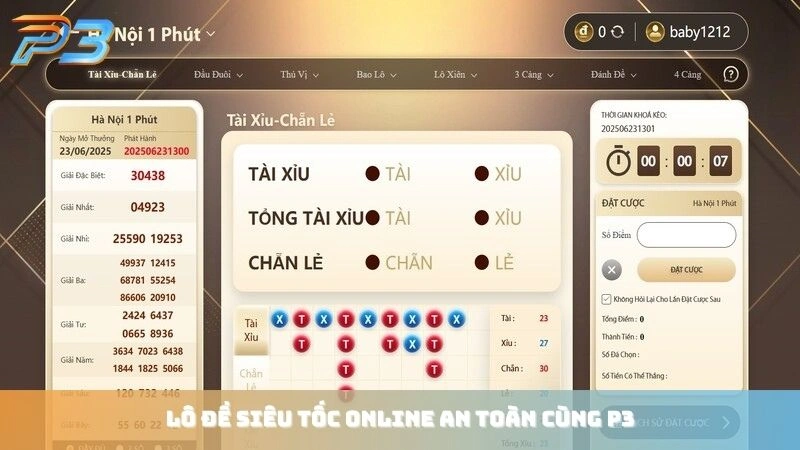 Lô đề siêu tốc online an toàn cùng P3Bet