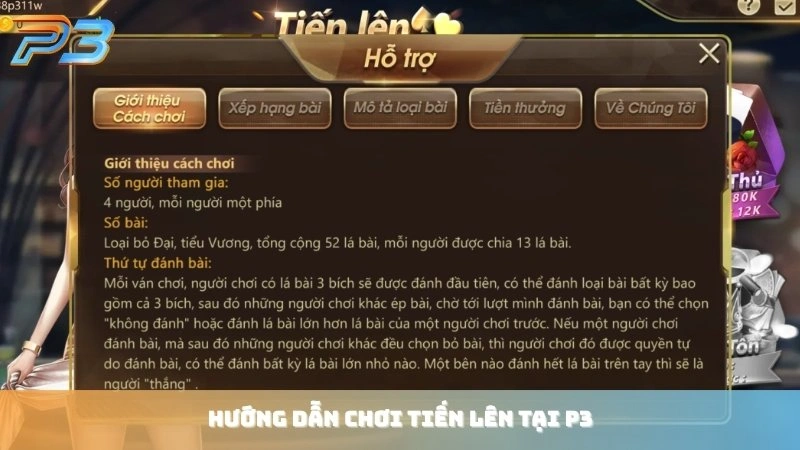 Tiến lên miền Nam P3Bet: Mẹo chơi đếm lá giúp bạn luôn thắng 2 Hướng dẫn chơi Tiến lên tại P3Bet cực kỳ đơn giản